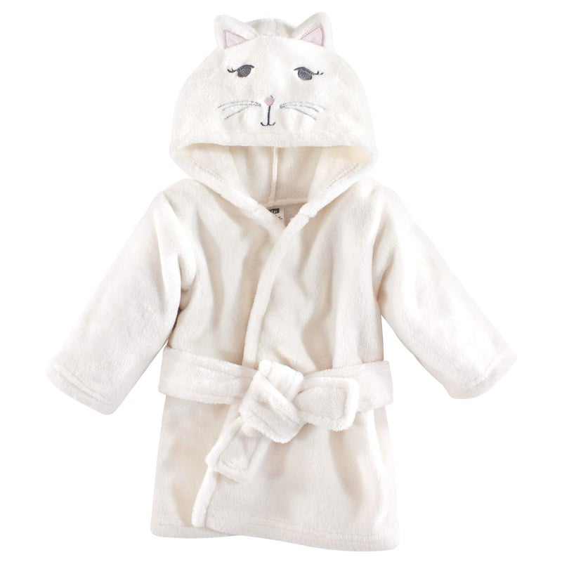 Hudson Baby Unisex Baby Plush Animal Face Bathrobe, Kitty, 0-9 Months
